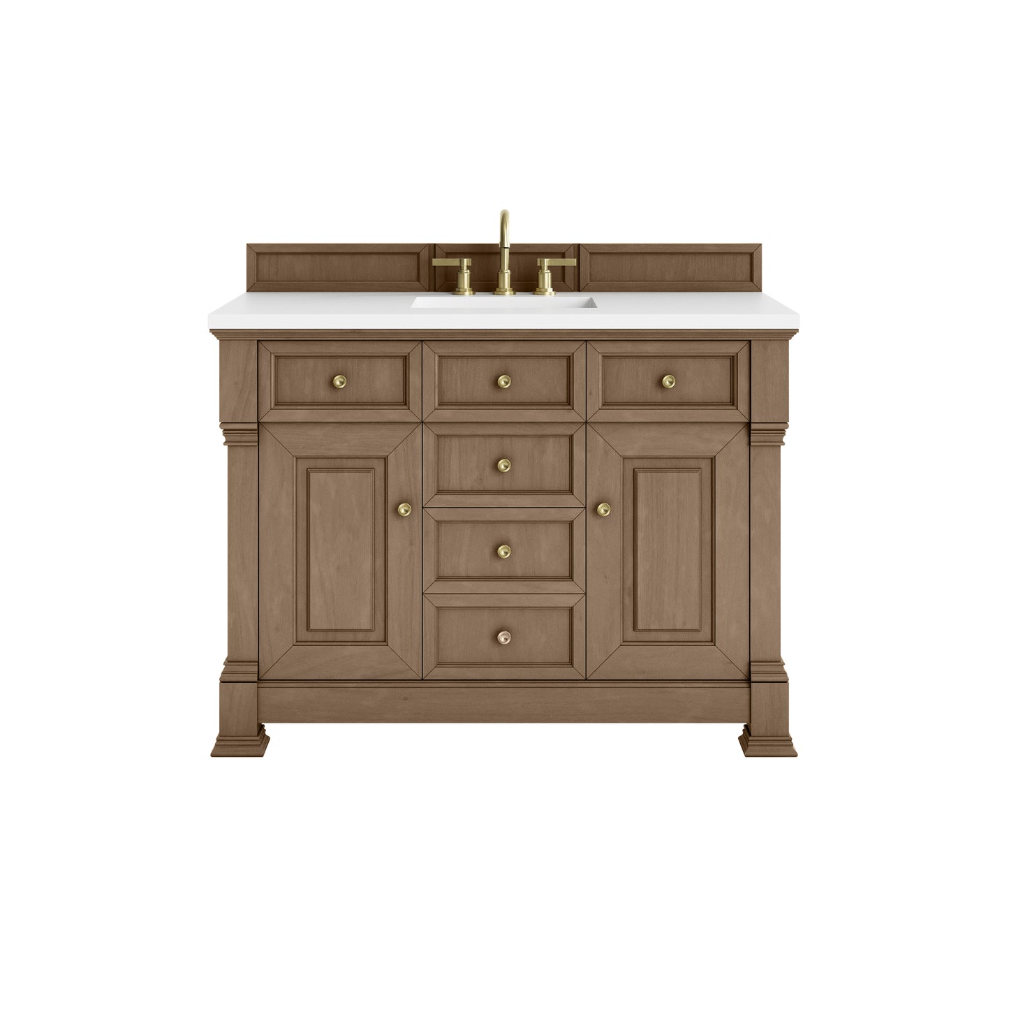 James Martin Vanities Brookfield 48" Pecan Single Vanity With 3cm White Zeus Silestone Top
