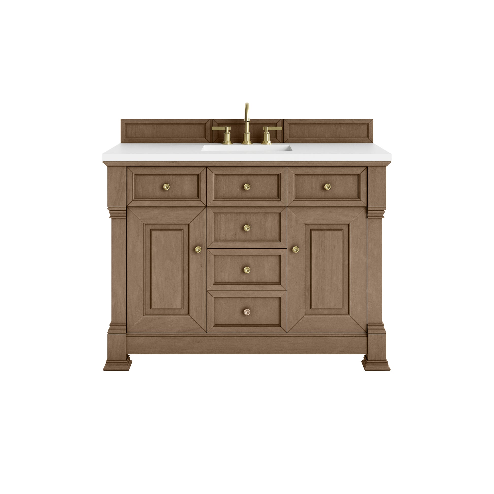 James Martin Vanities Brookfield 48" Pecan Single Vanity With 3cm White Zeus Silestone Top