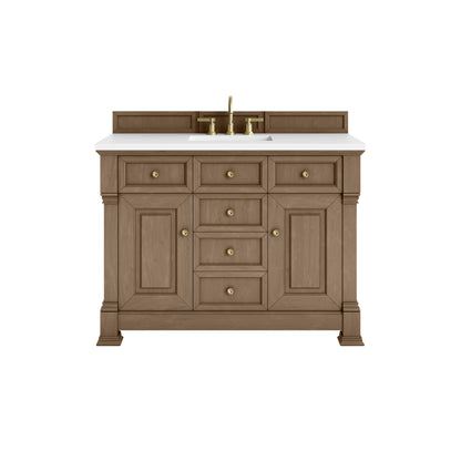 James Martin Vanities Brookfield 48" Pecan Single Vanity With 3cm White Zeus Silestone Top