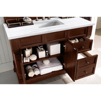 James Martin Vanities Brookfield 48" Warm Cherry Single Vanity With 3cm Arctic Fall Solid Surface Top