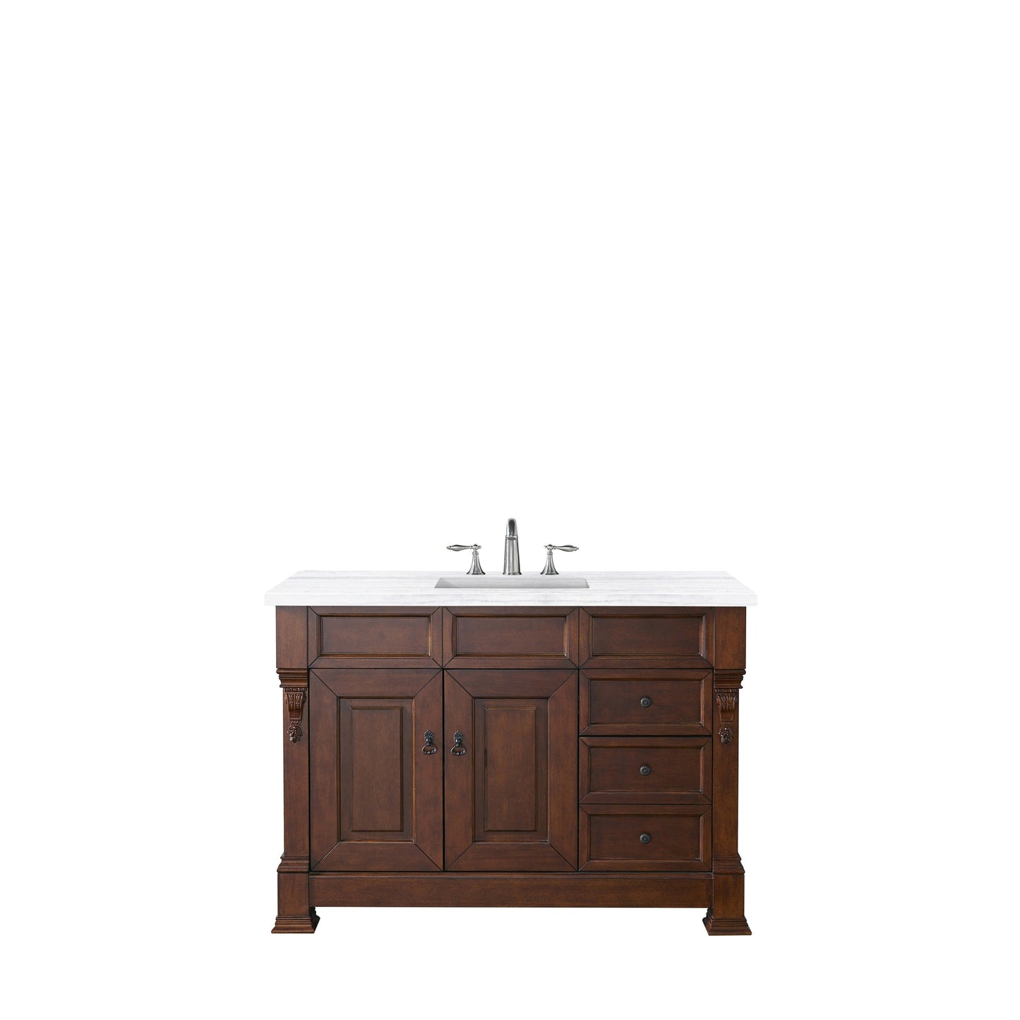 James Martin Vanities Brookfield 48" Warm Cherry Single Vanity With 3cm Arctic Fall Solid Surface Top