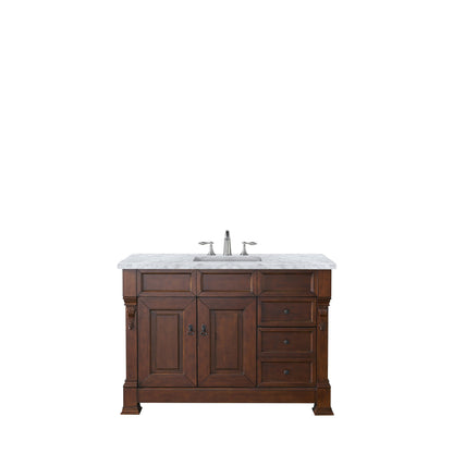 James Martin Vanities Brookfield 48" Warm Cherry Single Vanity With 3cm Carrara Marble Top