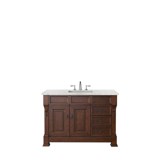 James Martin Vanities Brookfield 48" Warm Cherry Single Vanity With 3cm Eternal Jasmine Pearl Quartz Top