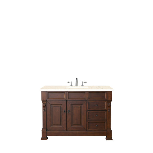 James Martin Vanities Brookfield 48" Warm Cherry Single Vanity With 3cm Eternal Marfil Quartz Top