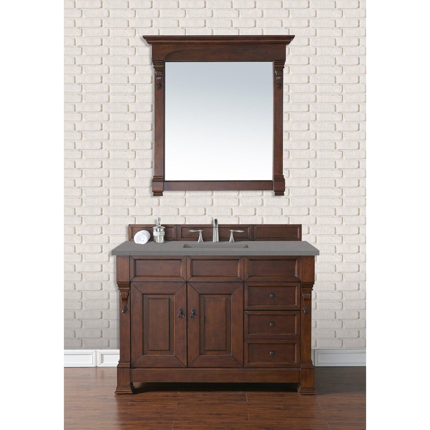 James Martin Vanities Brookfield 48" Warm Cherry Single Vanity With 3cm Grey Expo Quartz Top