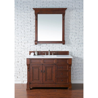 James Martin Vanities Brookfield 48" Warm Cherry Single Vanity With 3cm White Zeus Quartz Top