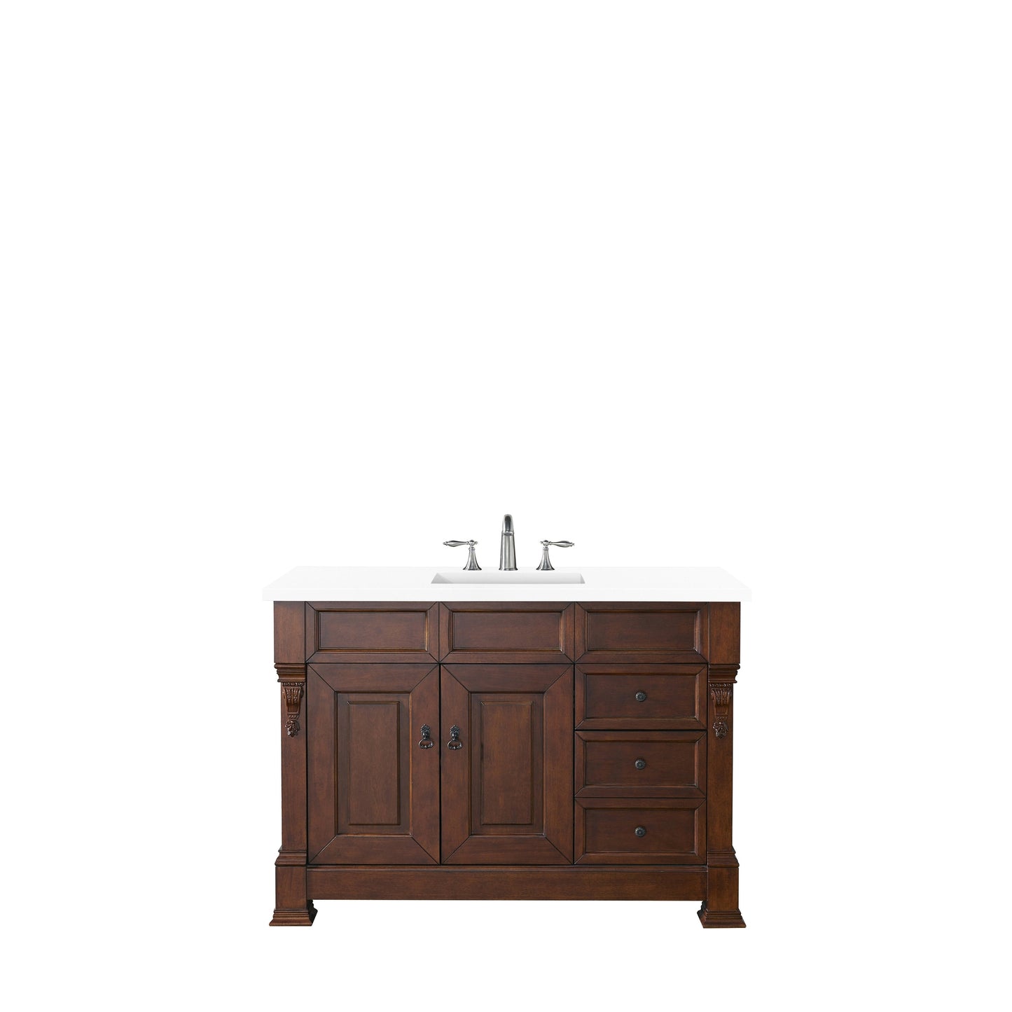 James Martin Vanities Brookfield 48" Warm Cherry Single Vanity With 3cm White Zeus Quartz Top