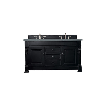 James Martin Vanities Brookfield 60" Antique Black Double Vanity With 3cm Cala Blue Quartz Top