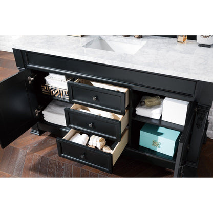 James Martin Vanities Brookfield 60" Antique Black Single Vanity With 3cm Carrara Marble Top