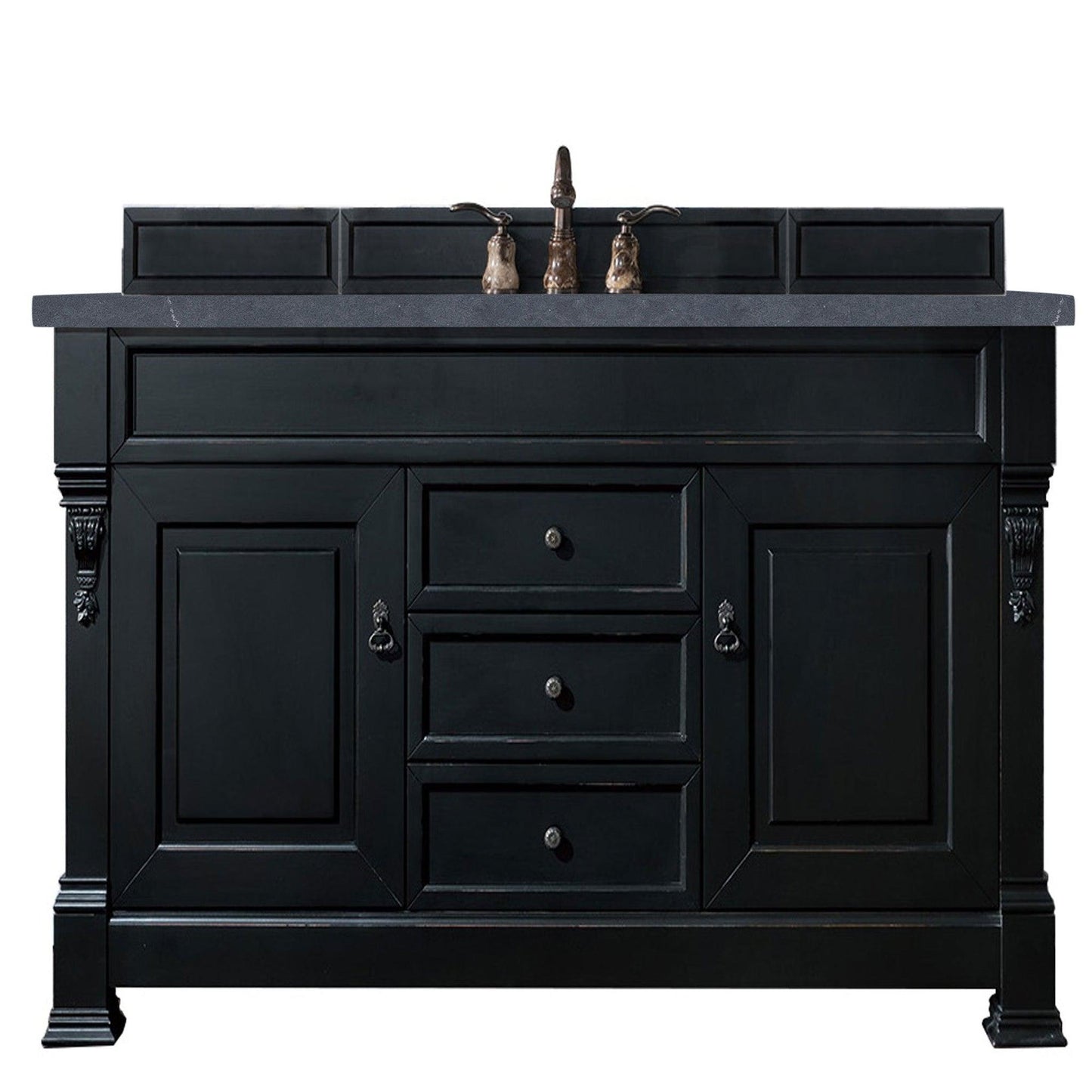 James Martin Vanities Brookfield 60" Antique Black Single Vanity With 3cm Charcoal Soapstone Quartz Top