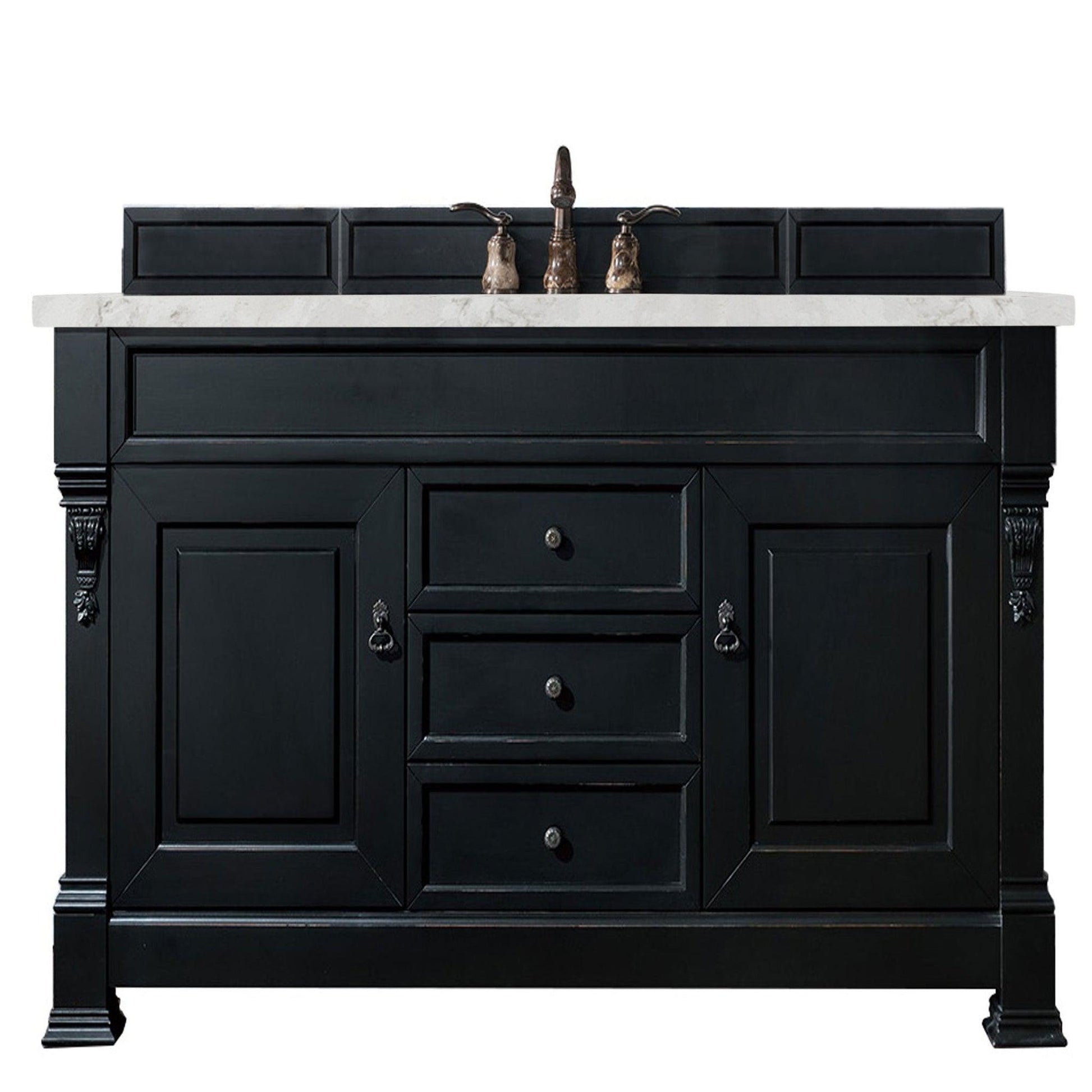 James Martin Vanities Brookfield 60" Antique Black Single Vanity With 3cm Eternal Jasmine Pearl Quartz Top