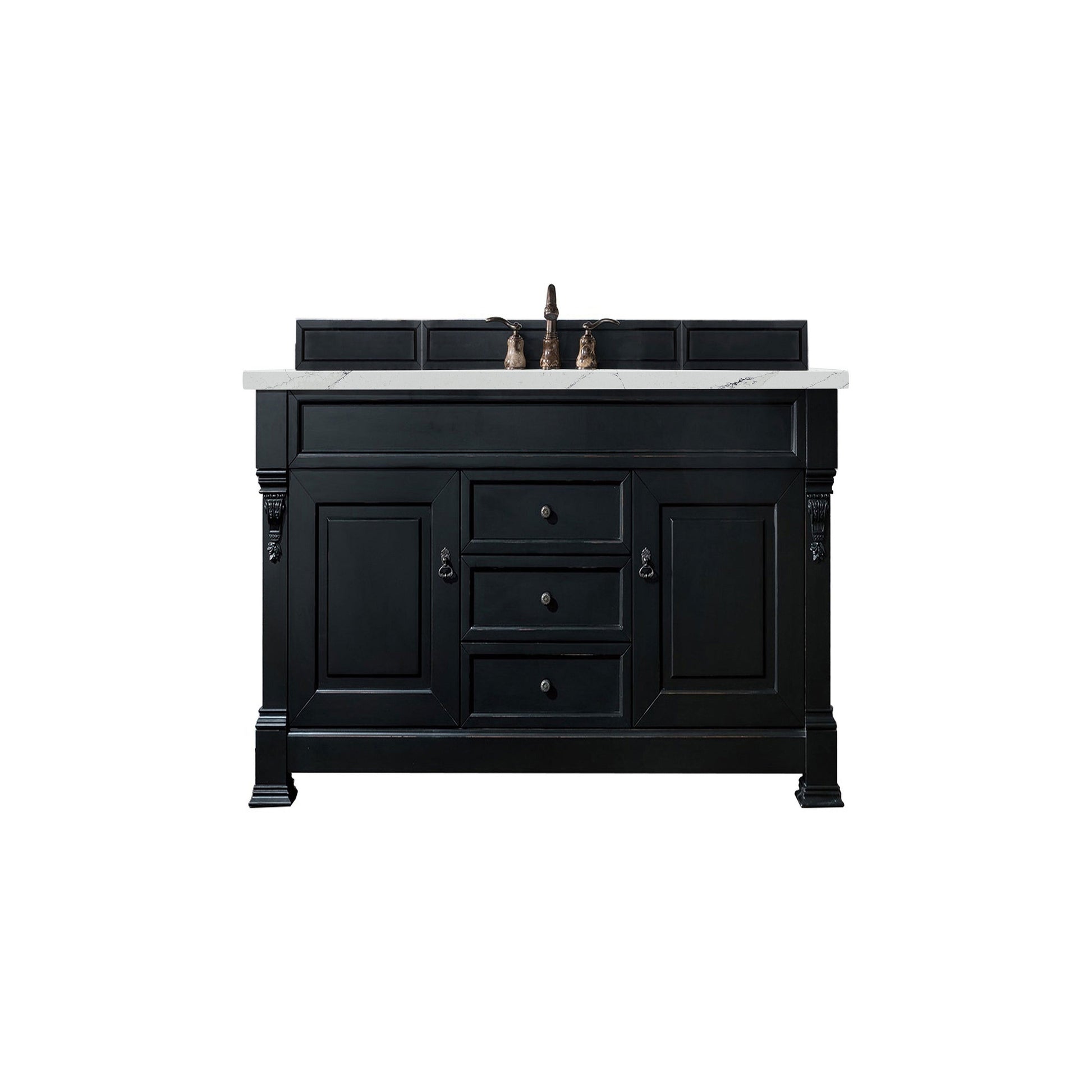 James Martin Vanities Brookfield 60" Antique Black Single Vanity With 3cm Ethereal Noctis Quartz Top