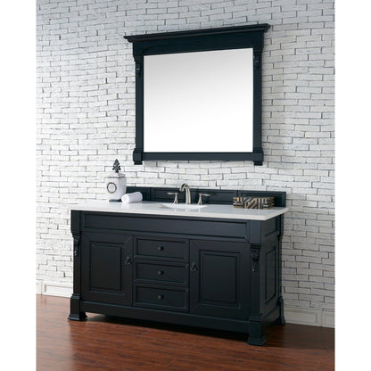 James Martin Vanities Brookfield 60" Antique Black Single Vanity With 3cm White Zeus Quartz Top