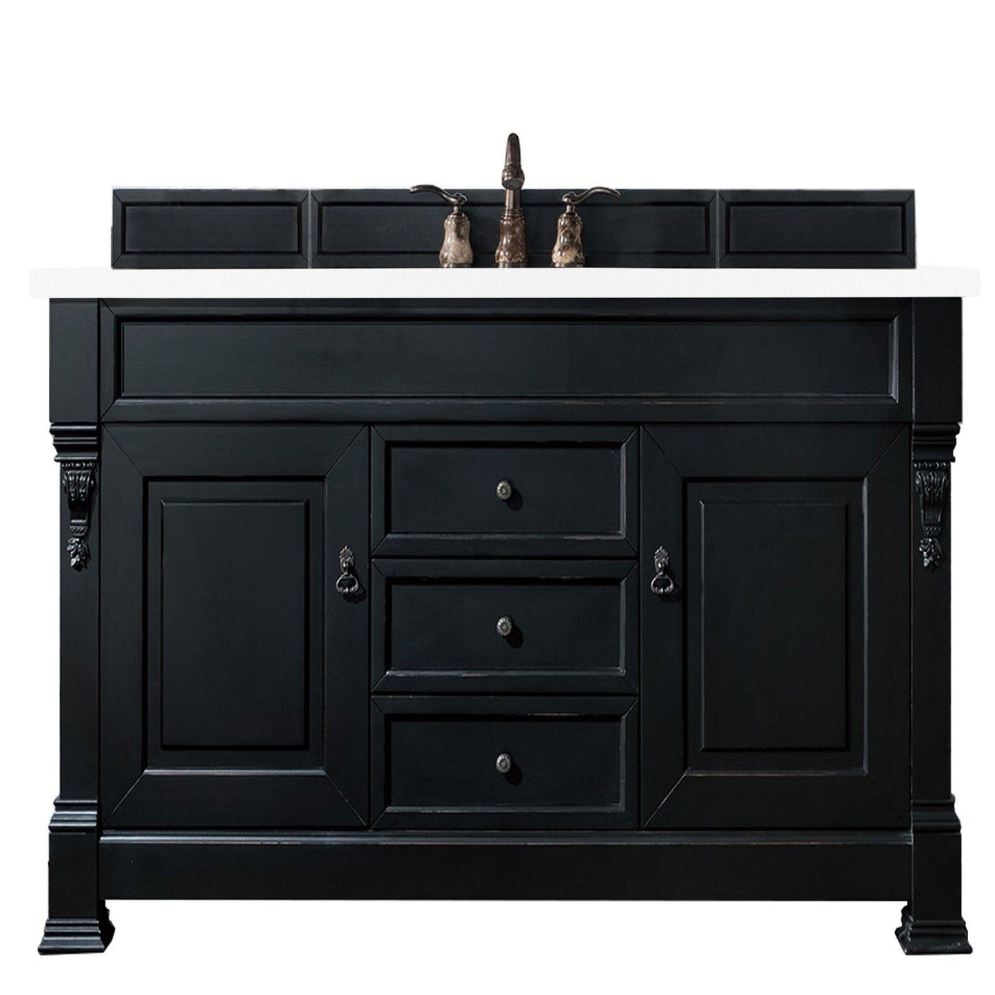 James Martin Vanities Brookfield 60" Antique Black Single Vanity With 3cm White Zeus Quartz Top