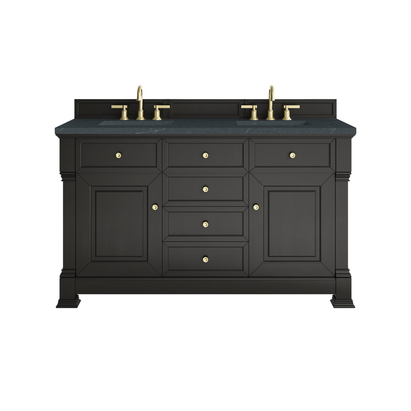 James Martin Vanities Brookfield 60" Black Onyx Double Vanity With 3cm Charcoal Soapstone Silestone Top