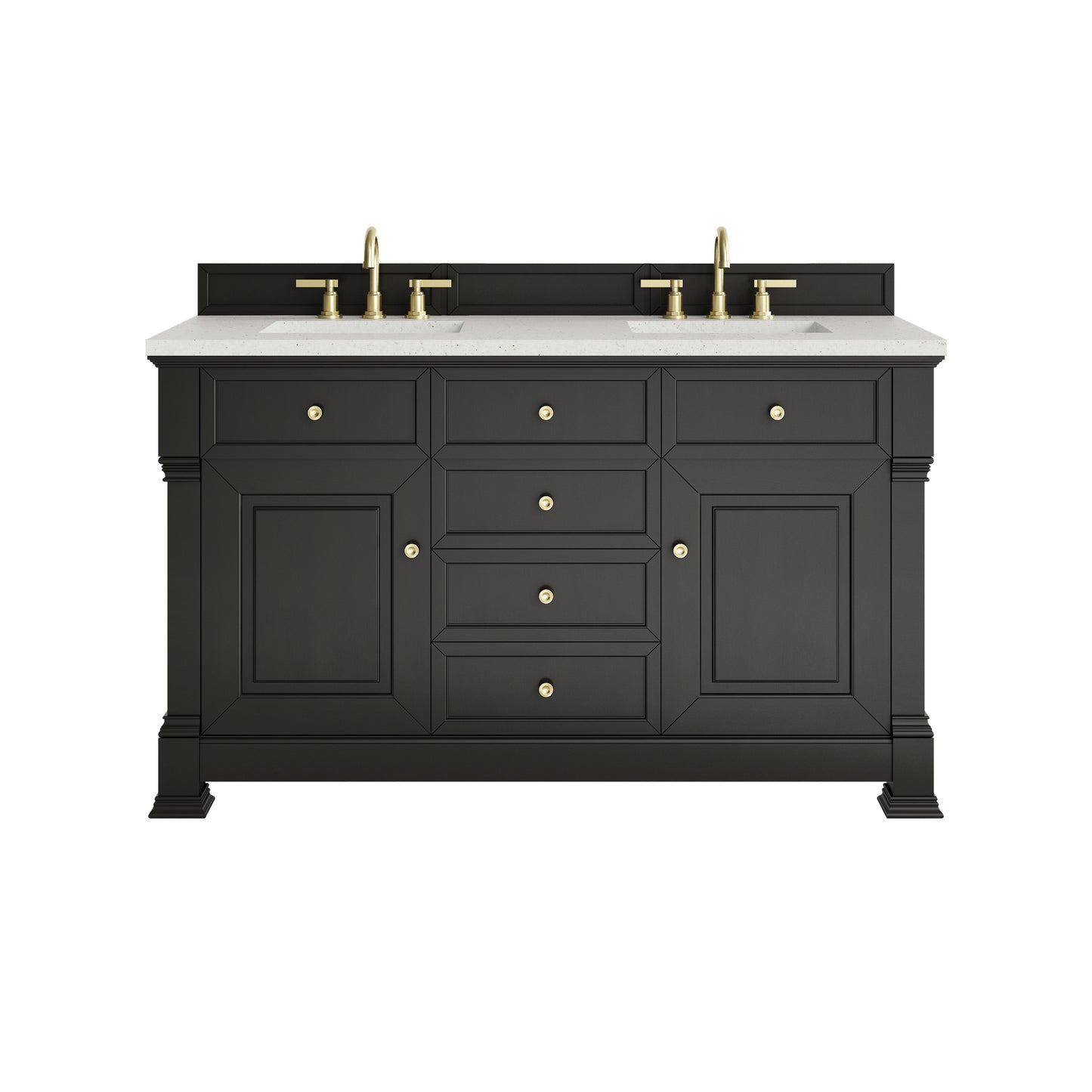 James Martin Vanities Brookfield 60" Black Onyx Double Vanity With 3cm Lime Delight Silestone Top