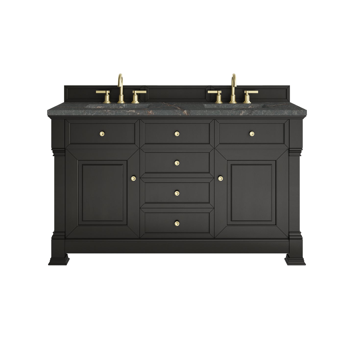 James Martin Vanities Brookfield 60" Black Onyx Double Vanity With 3cm Parisien Bleu Silestone Top