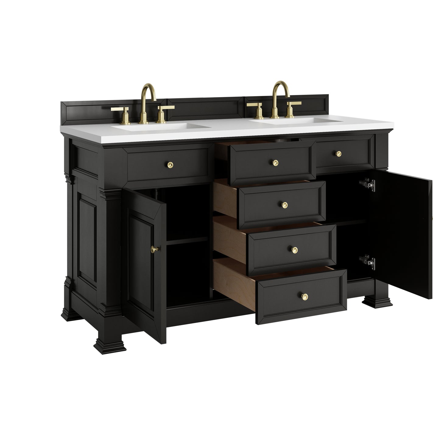 James Martin Vanities Brookfield 60" Black Onyx Double Vanity With 3cm White Zeus Silestone Top