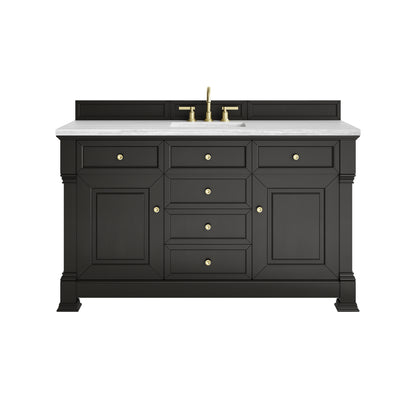 James Martin Vanities Brookfield 60" Black Onyx Single Vanity With 3cm Arctic Fall Solid Surface Top