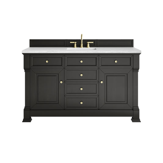 James Martin Vanities Brookfield 60" Black Onyx Single Vanity With 3cm Arctic Fall Solid Surface Top