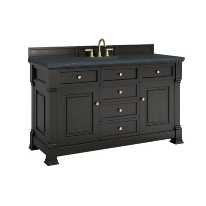James Martin Vanities Brookfield 60" Black Onyx Single Vanity With 3cm Charcoal Soapstone Silestone Top