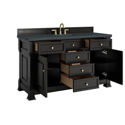 James Martin Vanities Brookfield 60" Black Onyx Single Vanity With 3cm Charcoal Soapstone Silestone Top