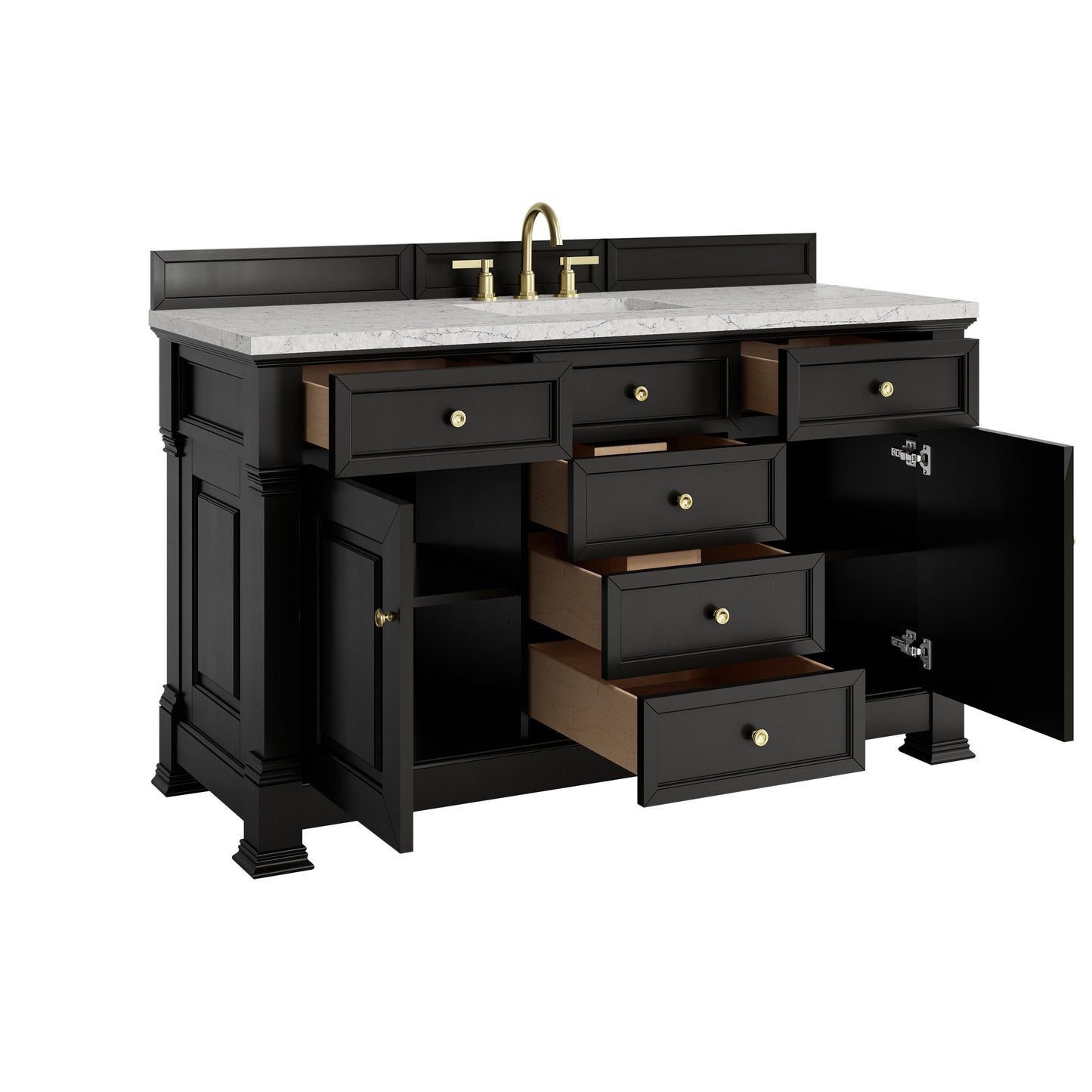 James Martin Vanities Brookfield 60" Black Onyx Single Vanity With 3cm Eternal Jasmine Pearl Silestone Top