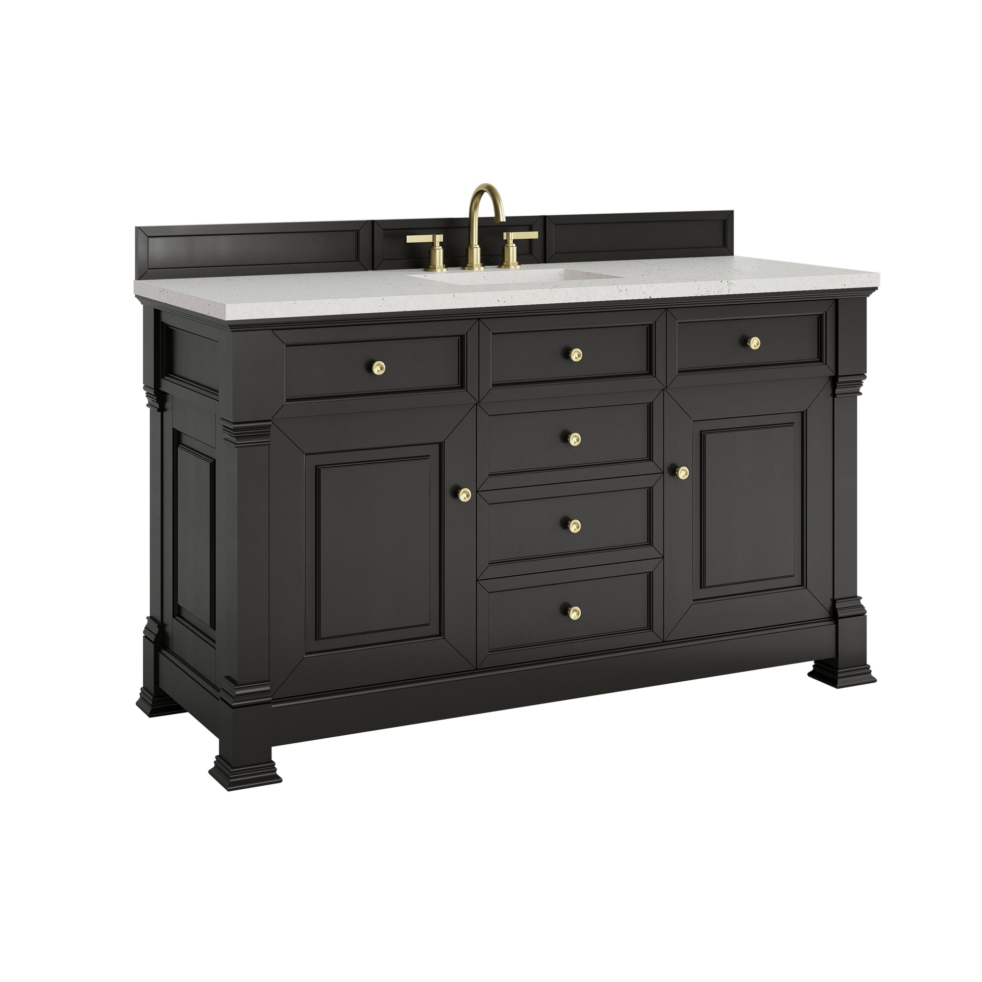 James Martin Vanities Brookfield 60" Black Onyx Single Vanity With 3cm Lime Delight Silestone Top