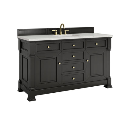 James Martin Vanities Brookfield 60" Black Onyx Single Vanity With 3cm Lime Delight Silestone Top