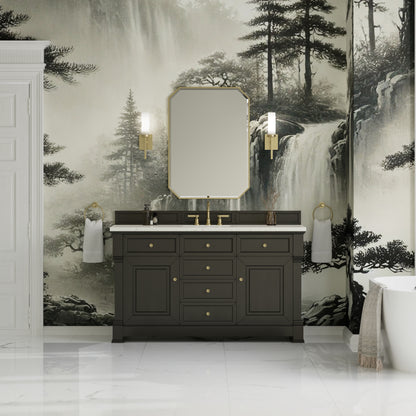 James Martin Vanities Brookfield 60" Black Onyx Single Vanity With 3cm Lime Delight Silestone Top