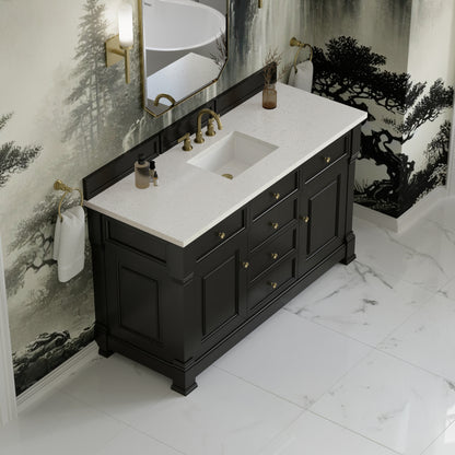 James Martin Vanities Brookfield 60" Black Onyx Single Vanity With 3cm Lime Delight Silestone Top