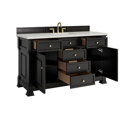 James Martin Vanities Brookfield 60" Black Onyx Single Vanity With 3cm Lime Delight Silestone Top