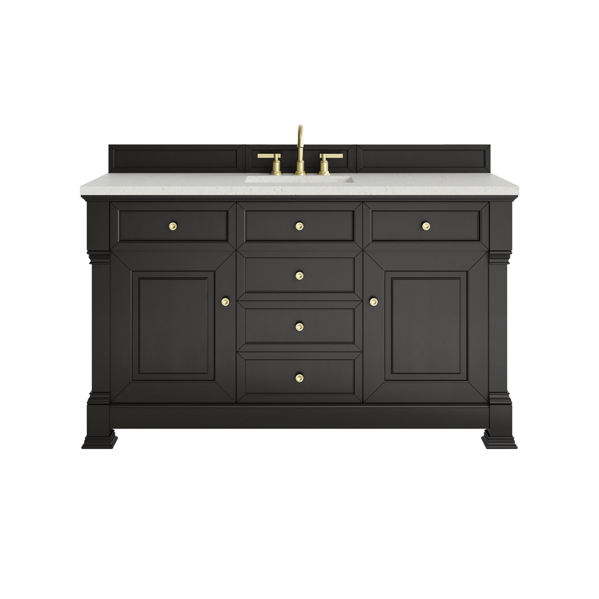 James Martin Vanities Brookfield 60" Black Onyx Single Vanity With 3cm Lime Delight Silestone Top