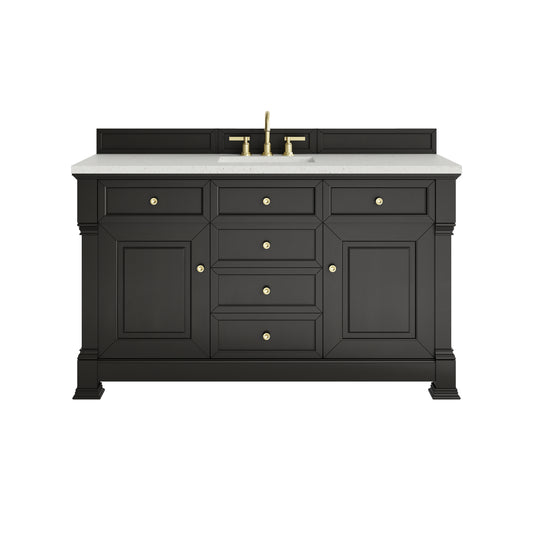 James Martin Vanities Brookfield 60" Black Onyx Single Vanity With 3cm Lime Delight Silestone Top