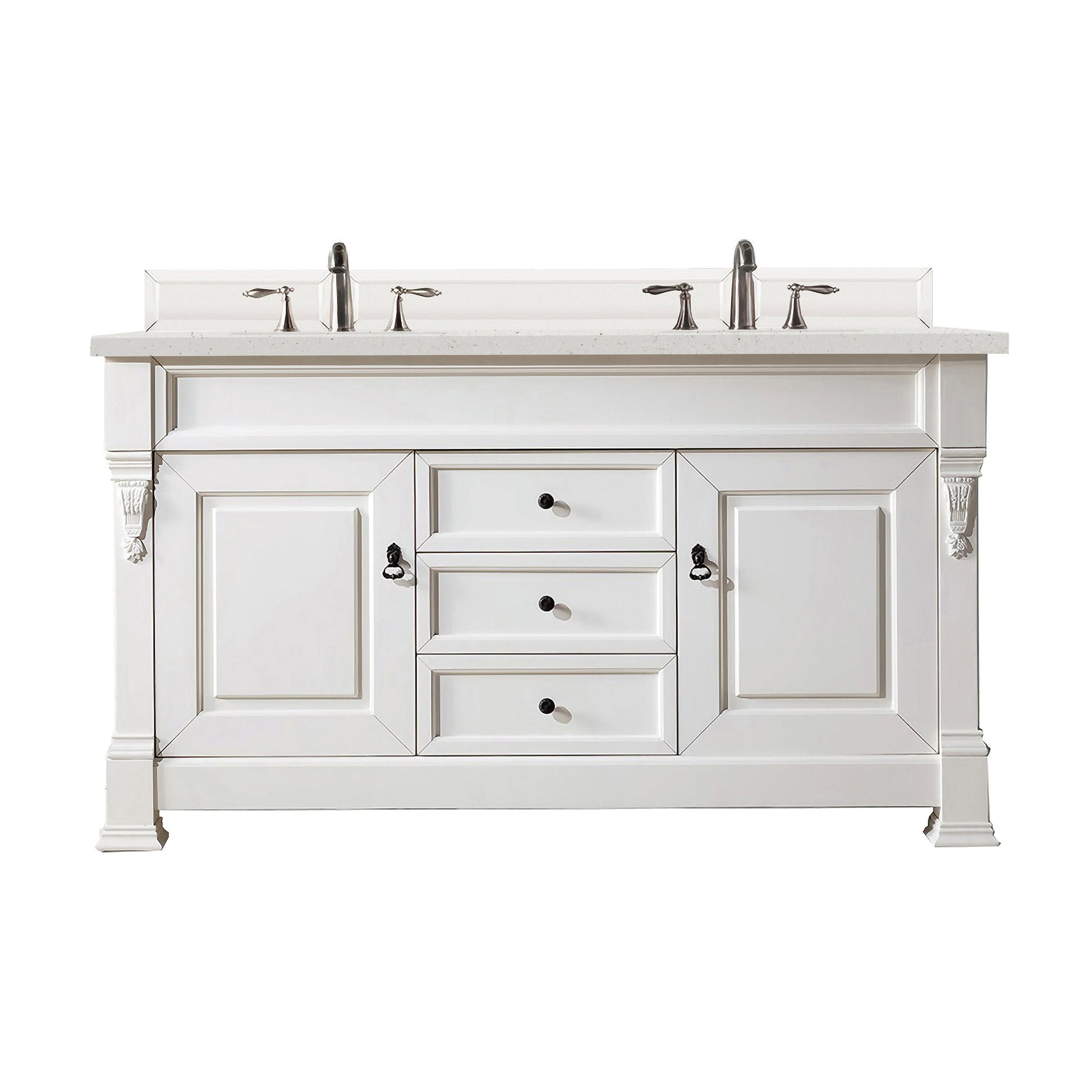 James Martin Vanities Brookfield 60" Bright White Double Vanity With 3 cm Lime Delight Quartz Top