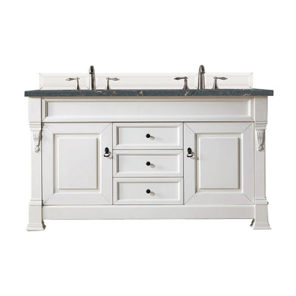 James Martin Vanities Brookfield 60" Bright White Double Vanity With 3 cm Parisien Bleu Quartz Top