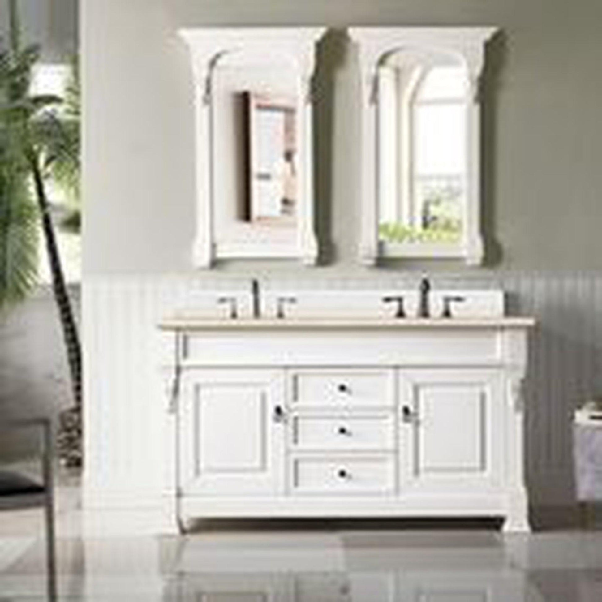 James Martin Vanities Brookfield 60" Bright White Double Vanity With 3cm Eternal Marfil Quartz Top