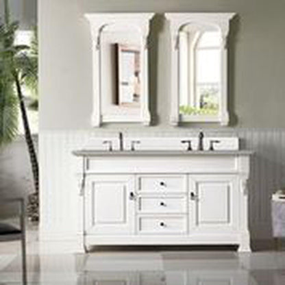 James Martin Vanities Brookfield 60" Bright White Double Vanity With 3cm Eternal Serena Quartz Top