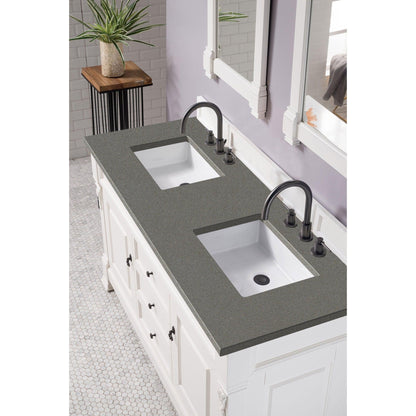 James Martin Vanities Brookfield 60" Bright White Double Vanity With 3cm Grey Expo Quartz Top