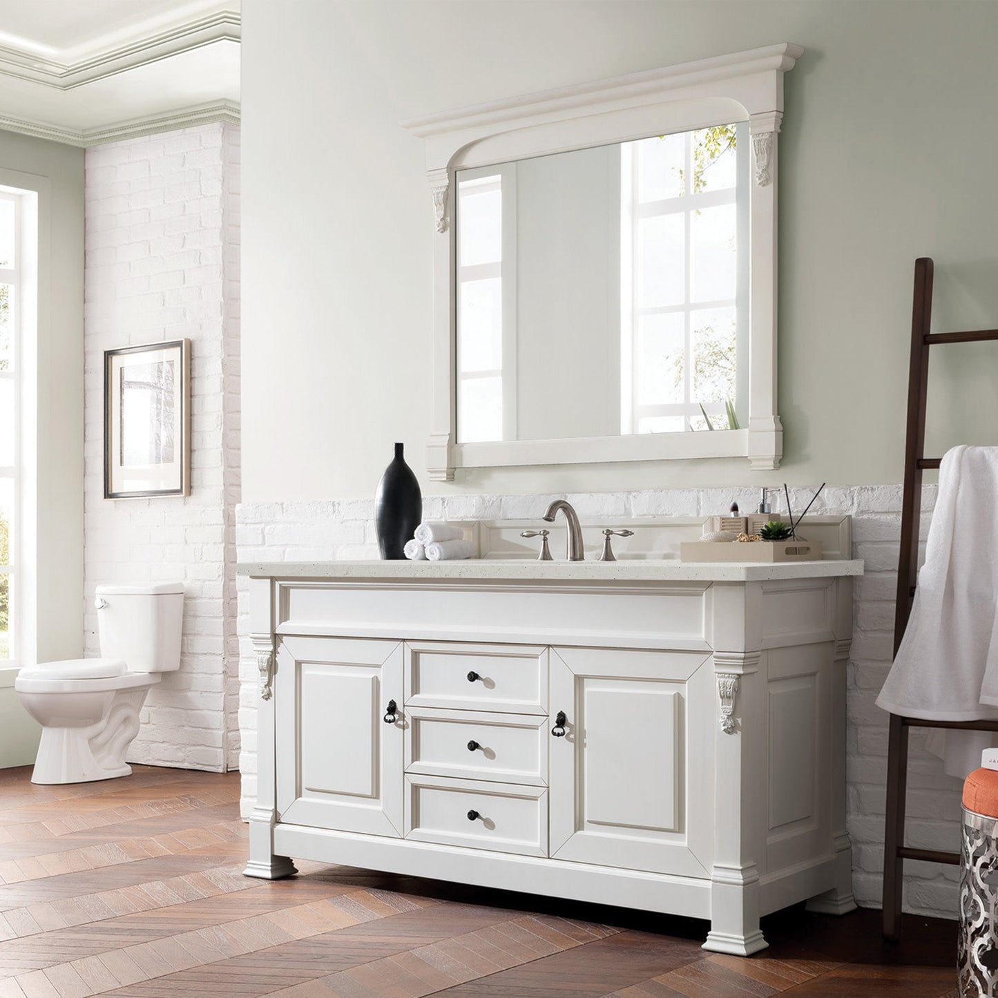 James Martin Vanities Brookfield 60" Bright White Single Vanity With 3 cm Lime Delight Quartz Top