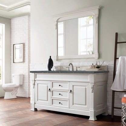 James Martin Vanities Brookfield 60" Bright White Single Vanity With 3 cm Parisien Bleu Quartz Top