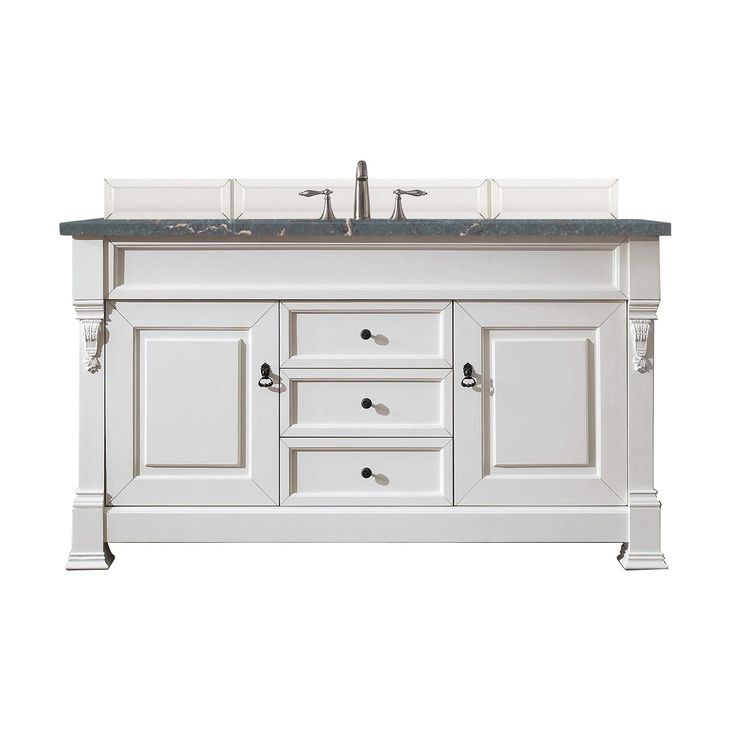 James Martin Vanities Brookfield 60" Bright White Single Vanity With 3 cm Parisien Bleu Quartz Top