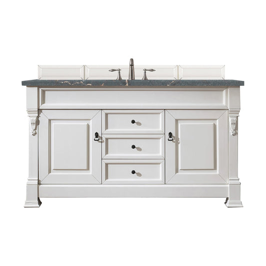 James Martin Vanities Brookfield 60" Bright White Single Vanity With 3 cm Parisien Bleu Quartz Top