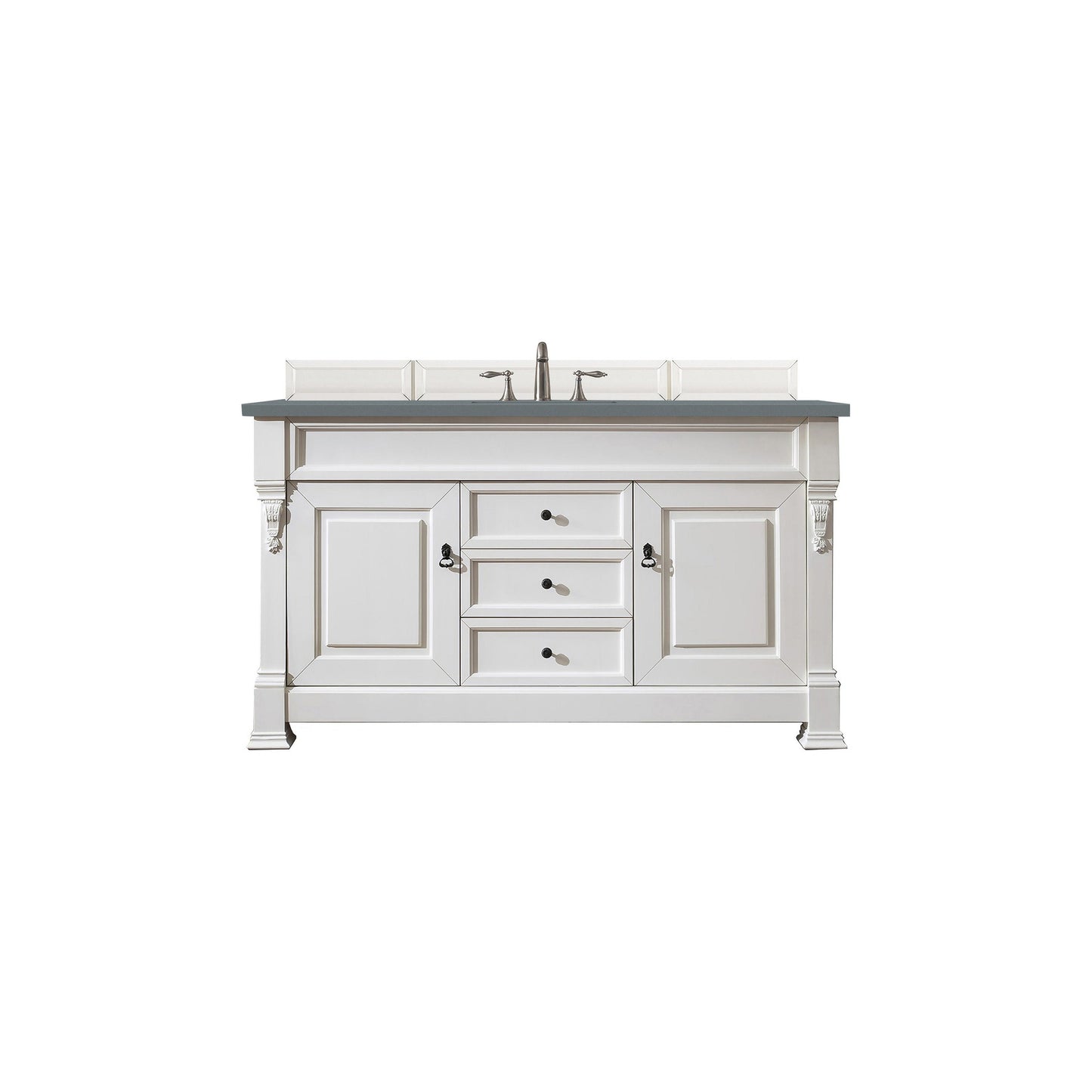 James Martin Vanities Brookfield 60" Bright White Single Vanity With 3cm Cala Blue Quartz Top