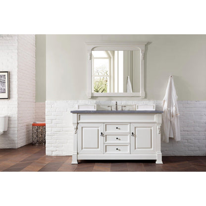 James Martin Vanities Brookfield 60" Bright White Single Vanity With 3cm Charcoal Soapstone Quartz Top