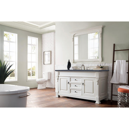 James Martin Vanities Brookfield 60" Bright White Single Vanity With 3cm Charcoal Soapstone Quartz Top