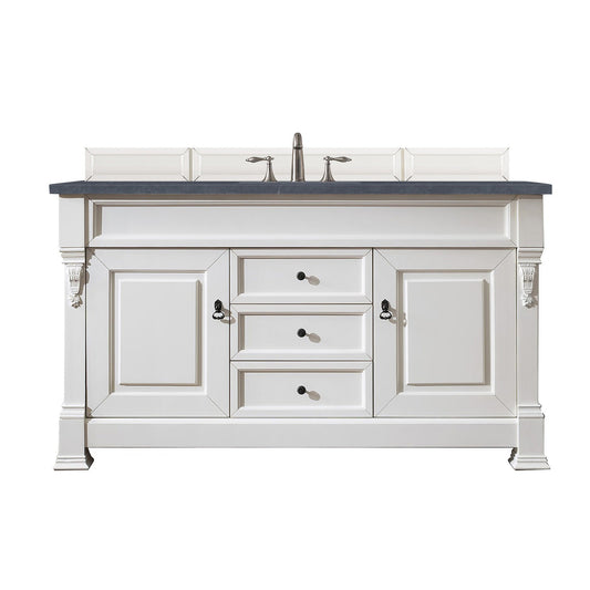 James Martin Vanities Brookfield 60" Bright White Single Vanity With 3cm Charcoal Soapstone Quartz Top