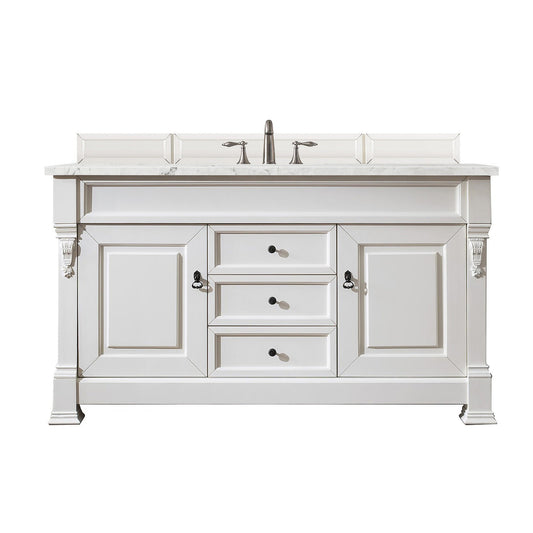 James Martin Vanities Brookfield 60" Bright White Single Vanity With 3cm Eternal Jasmine Pearl Quartz Top