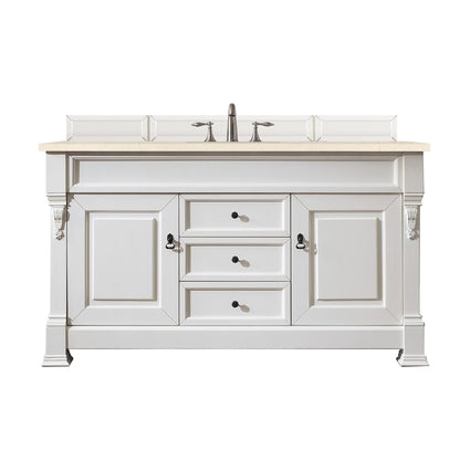 James Martin Vanities Brookfield 60" Bright White Single Vanity With 3cm Eternal Marfil Quartz Top