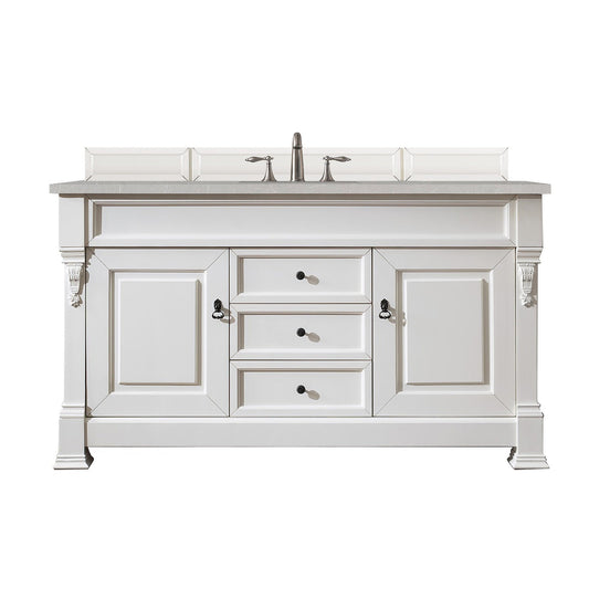 James Martin Vanities Brookfield 60" Bright White Single Vanity With 3cm Eternal Serena Quartz Top